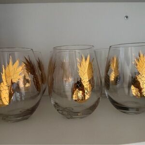 Shiraleah Chicago, Golden leaf Pineapple stemless wine glasses (SET OF 6)